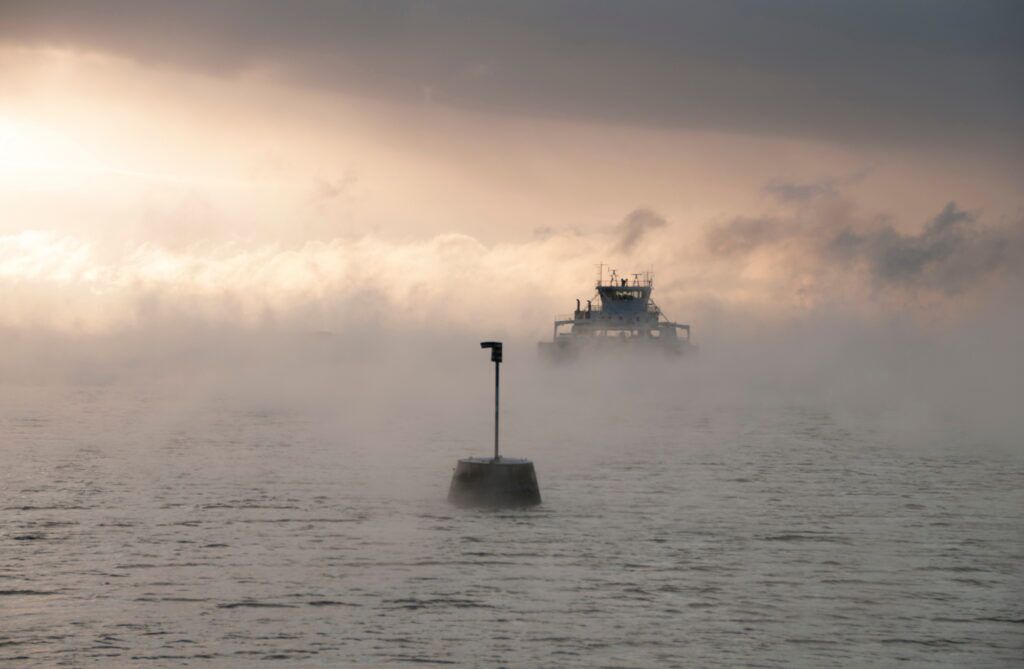 Ferry in the fog