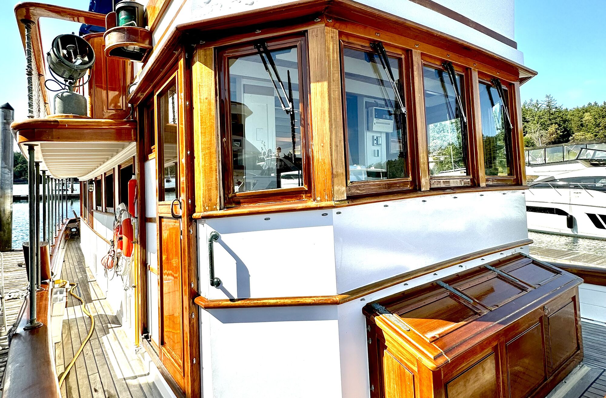 Exterior wood on a boat