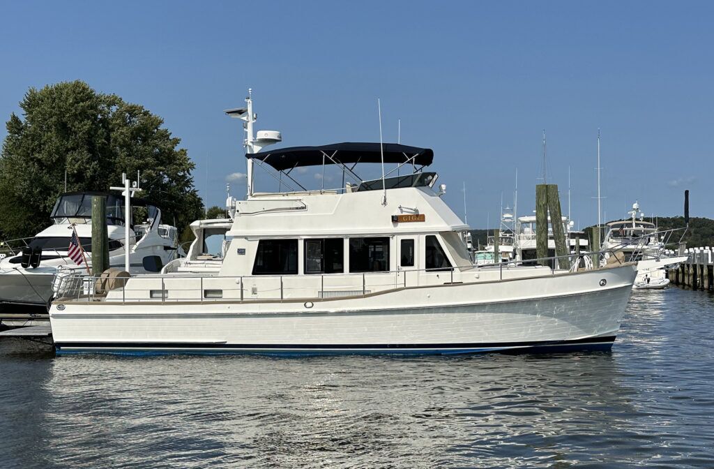 Grand Banks 47 yacht at a dock