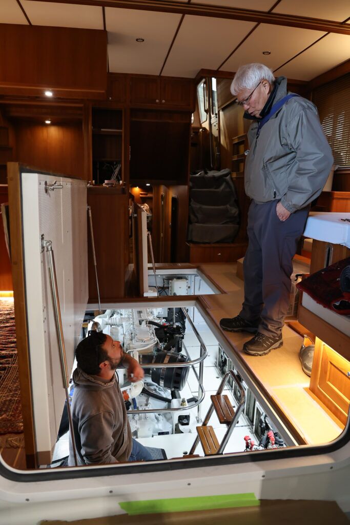 Engine room on the Helmsman Pilothouse 46